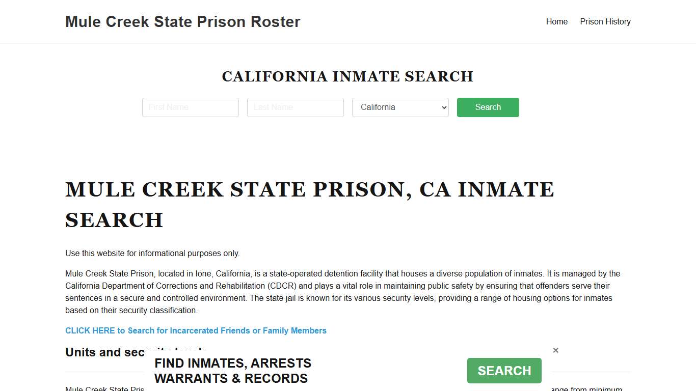 Mule Creek State Prison, CA Inmate Lookup, Prison Roster, FAQ